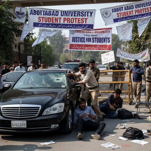 Abbottabad University Protest Incident: Five Students Injured as PTI MPA Iftikhar Khan’s Sons Accused of Driving Car Into Crowd